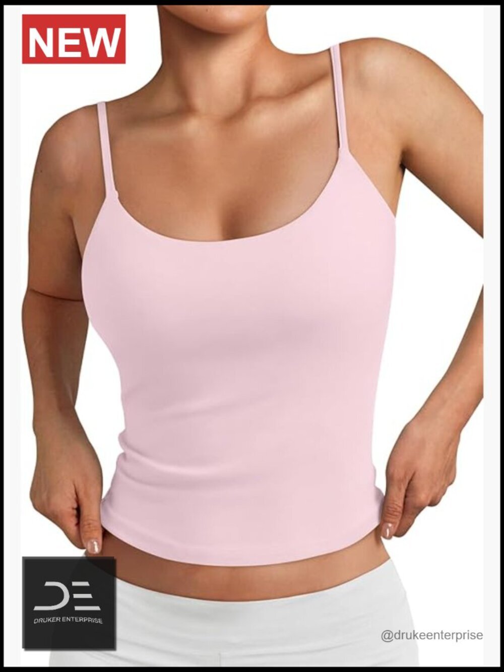 Double Lined Adjustable Spaghetti Strap Tank Top Crop Top for Women